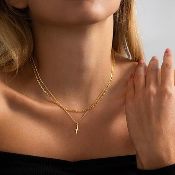 Neiman Marcus 14k Gold Plated Lightning Bolt Pendant Necklace - Picture 4 of 4